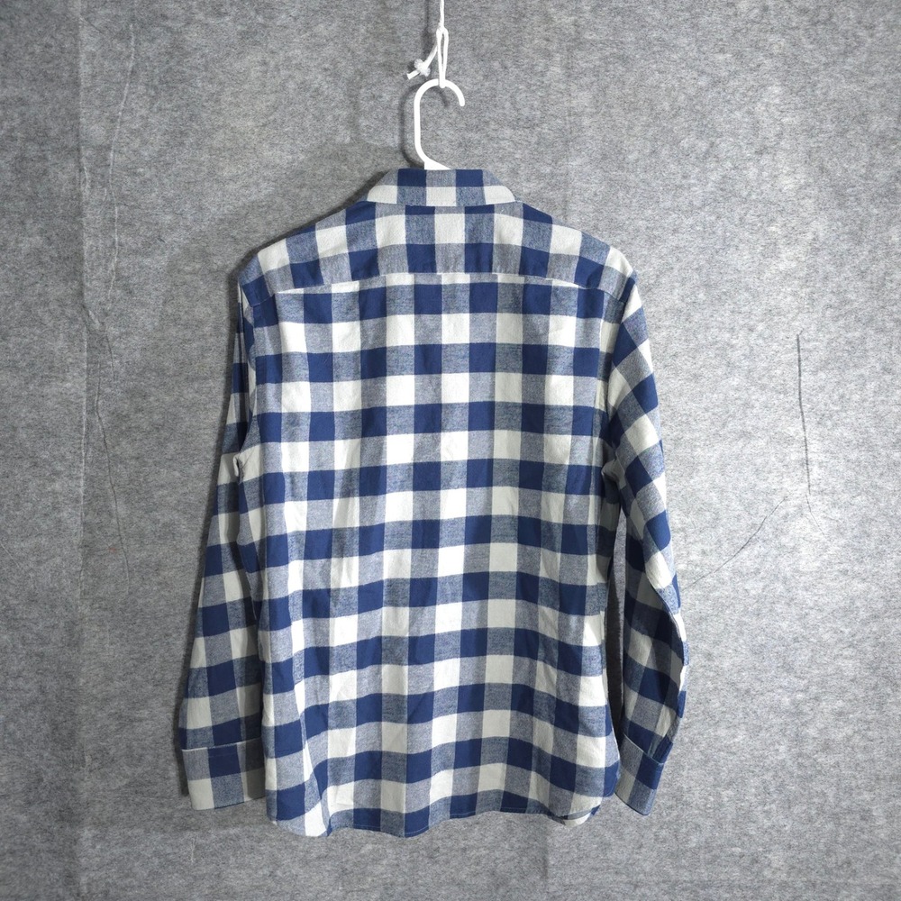UNTUCKit Barrelstone Shirt Mens Medium Navy White Gingham Flannel 40713 Regular - Picture 2 of 11